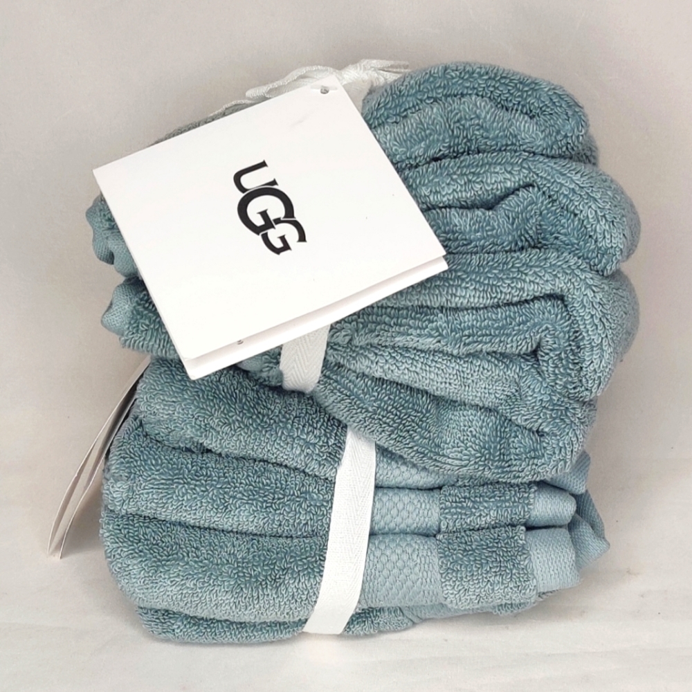 SOLD OUT UGG 4 pc Pasha Organic Cotton Blue Succulent Wash Cloth Set - Picture 1 of 12